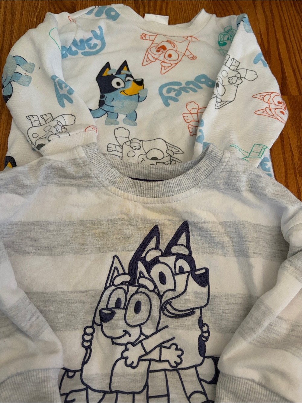 Bluey-Themed Long Sleeve Kids' Top Set in White and Light Blue